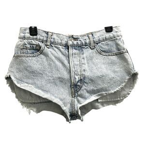 Revice Women’s Revolve Side Chick High Waisted Shorts Bowie Wash Raw Hem Boho 27
